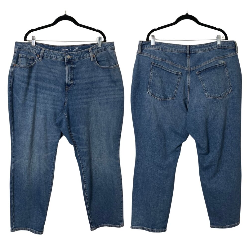 Old Navy Curvy Jeans Size 20 High Rise OG Straight Medium Wash Denim Stretch